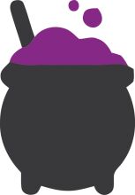 A Purple Cauldron with a Spoon, Bubbling with a Mystical Purple Liquid