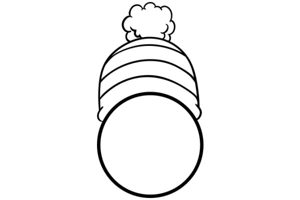 A Simple Line Drawing of a Hat with a Fluffy Top