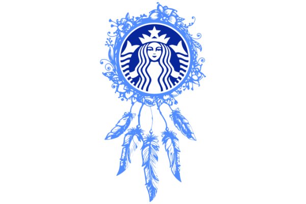 Stylized Starbucks Logo with Feather Decorations