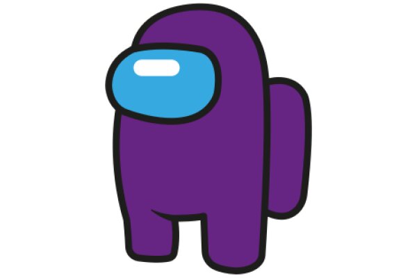 Vibrant Purple Cartoon Character with a Blue Nose and Eyes, Standing Against a White Background.