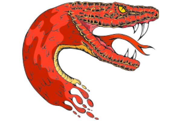 Vivid Illustration of a Red Alligator with a Tongue Out