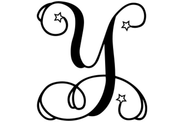 Stylized Letter Y with Star and Swirl Design