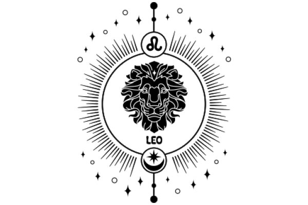Zodiac Leo Emblem with Astrological Symbols