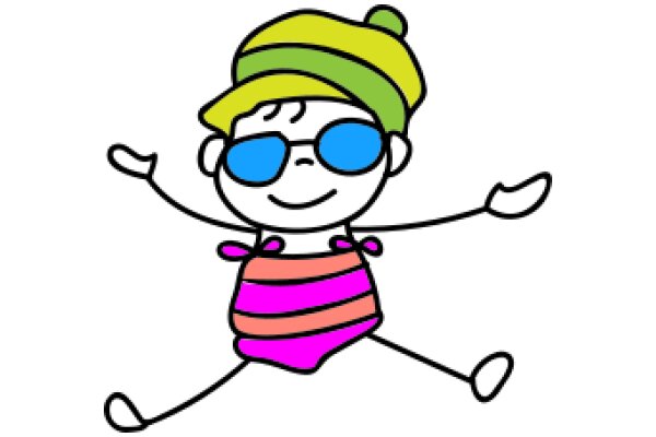Stylish Summer Fun: A Colorful Cartoon Character Ready for Sunny Days!