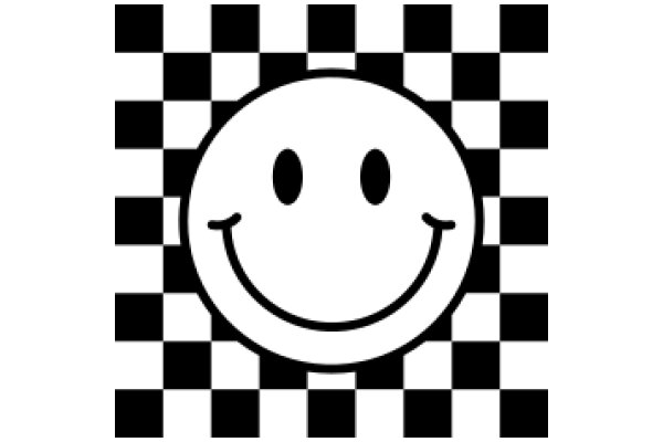 Emotional Iconography: A Smiling Face Amidst Checkered Patterns