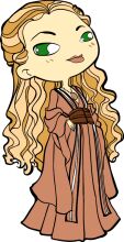 A Stylish Illustration of a Woman with Long Blonde Hair and a Brown Dress