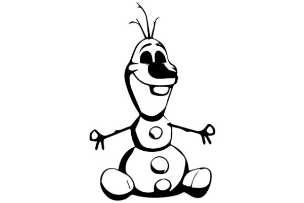A Whimsical Illustration of a Snowman with a Big Smile