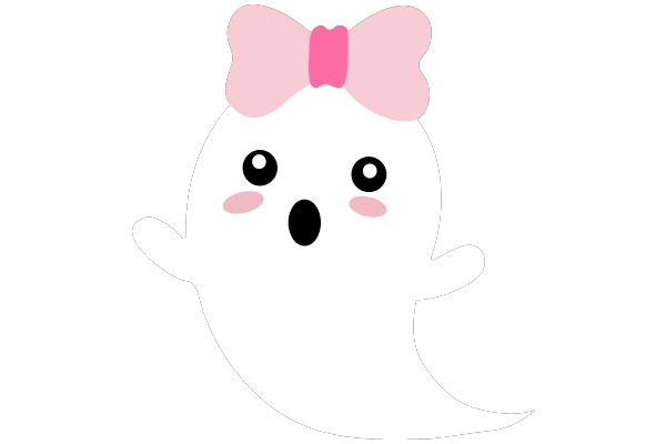 Adorable Ghost with a Pink Bow