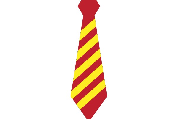 Graphic of a red and yellow striped tie.