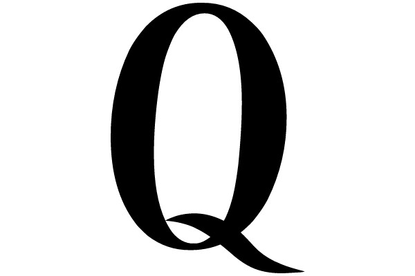 Bold Serif 'Q' in Black on White Background
