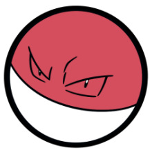 A Red Pokémon Ball with a Fierce Expression