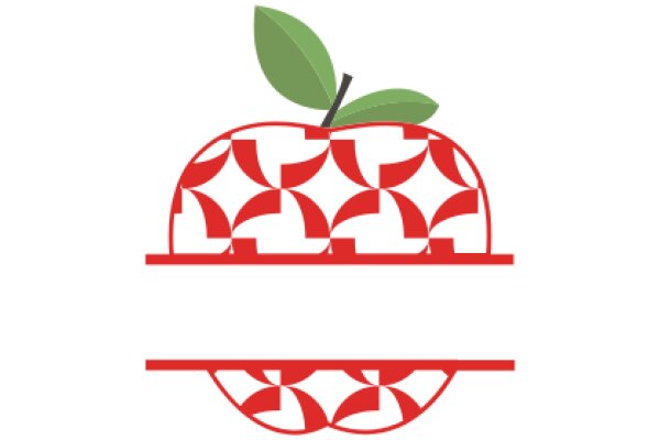 A Red Apple with a Green Leaf, Surrounded by a Red and White Pattern