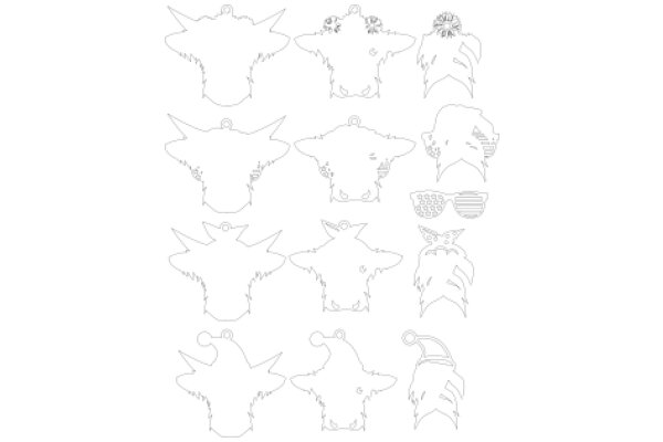 A Collection of Stylized Animal Heads in