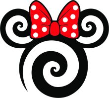 Whimsical Design: A Playful Logo with a Red Polka Dot Bow and a Black Swirl Background