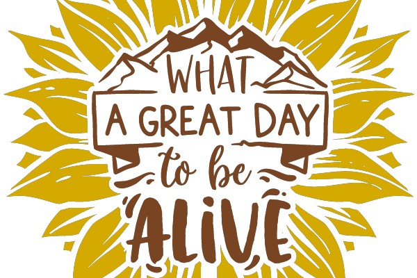 A Great Day to Be Alive: A Celebratory Quote in a Stylized Sunburst Design