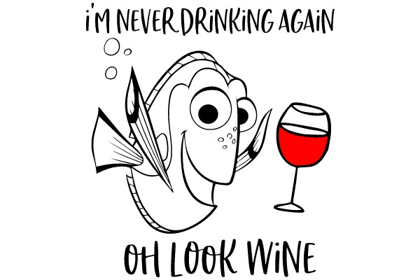 Oh Look Wine: A Whimsical Cartoon of a Fish and a Glass of Wine