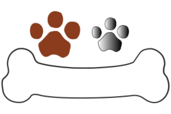 A Playful Paw Print and Bone Shape on a White Background