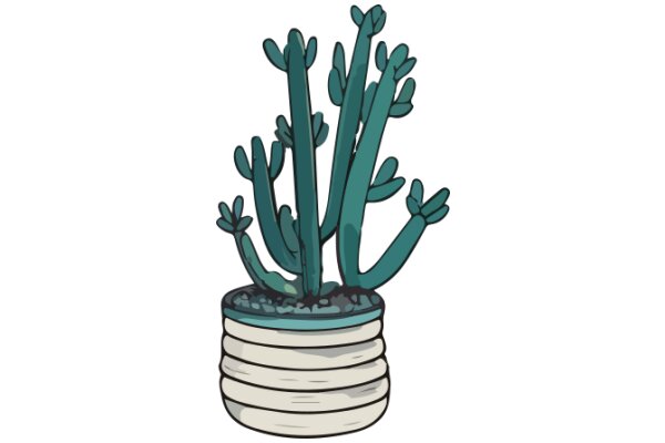 A Whimsical Illustration of a Cactus in a Barrel Planter