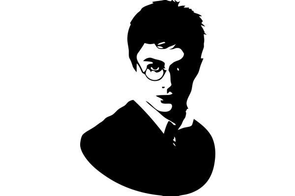 A Silhouette of a Man with Glasses, Set against a White Background