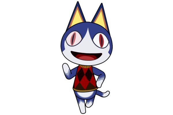 A Friendly Feline Adventure: The Epic Tale of a Blue and White Cat with a Yellow Ear and a Red and Black Vest!