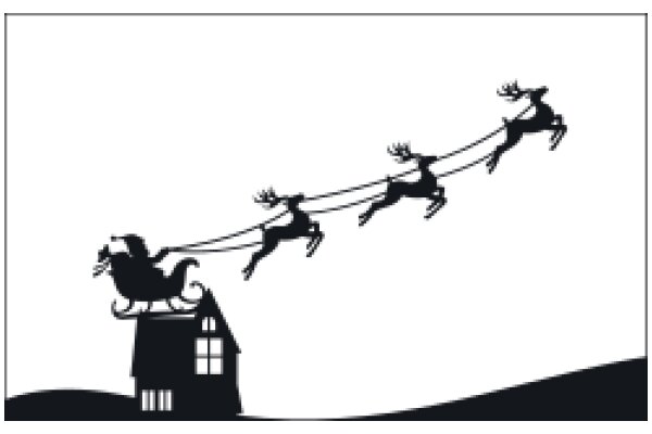 Silhouette Christmas Scene: Santa's Sleigh and Reindeer