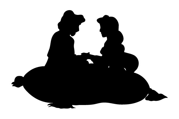 Silhouettes of Two Figures Sharing a Moment