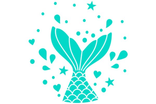Whimsical Aquatic Adventure: A Playful Illustration of a Mermaid's Tail Amidst a Sea of Stars and Hearts