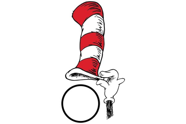 Whimsical Adventure: A Playful Scene with a Red and White Top Hat and a White Circle