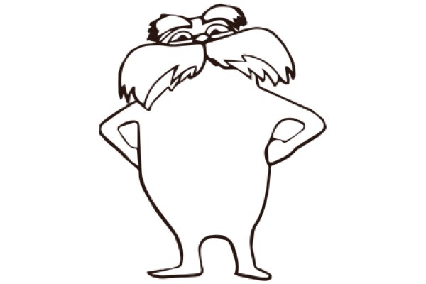 Whimsical Cartoon of a Mustachioed Character with a Smile