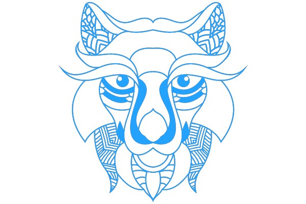 Stylized Blue Lion Design with Intricate Patterns