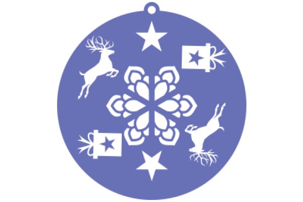 Celebratory Purple Ornament with White Deer and Stars