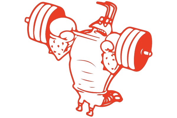 Muscular Cartoon Character Lifting Weights
