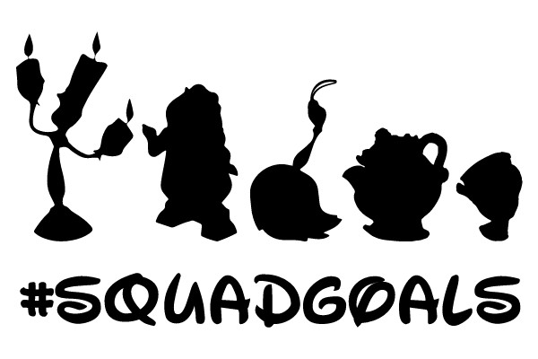 Silhouette of a Tea Party with the Hashtag #SquadGoals