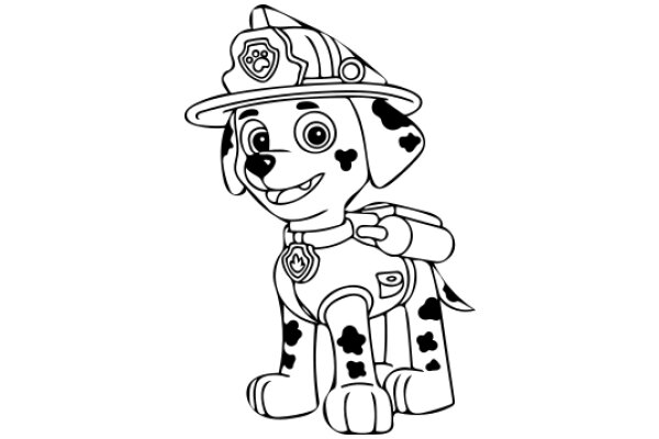 A Playful Dalmatian Puppy in a Firefighter Uniform