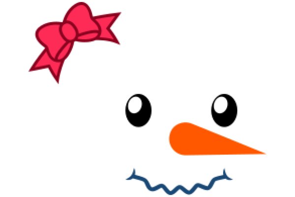 A Whimsical Smile: A Cartoon Character with a Pink Bow and an Orange Nose