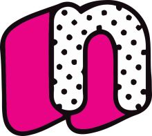 Vibrant Logo Design: A Playful Pink and White Letter 'N' with a Dot Pattern