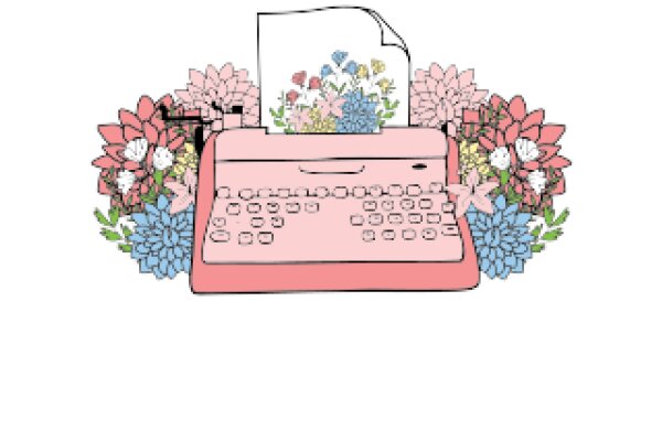 A Vintage Typewriter Surrounded by a Colorful Bouquet of Flowers