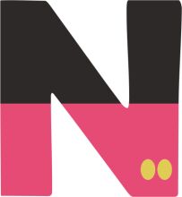 Stylized Letter 'N' with a Pink and Black Color Scheme