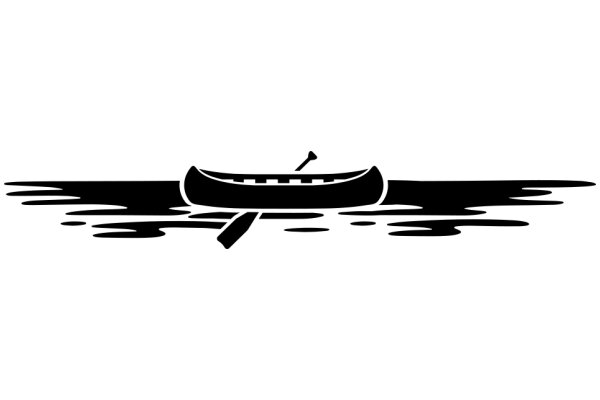 A Silhouette of a Canoe and Paddle on a River, with a Splash of Water