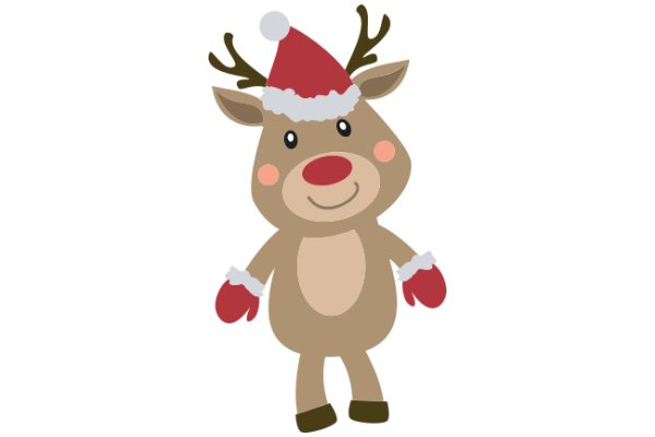 A Festive Reindeer Character with a Santa Hat and Boxing Gloves