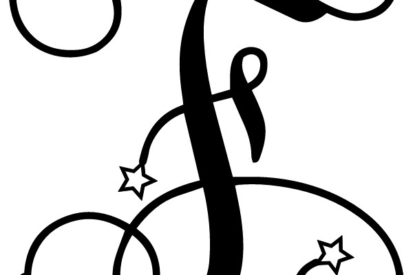 Elegant Flourished Letter 'J' with Stars
