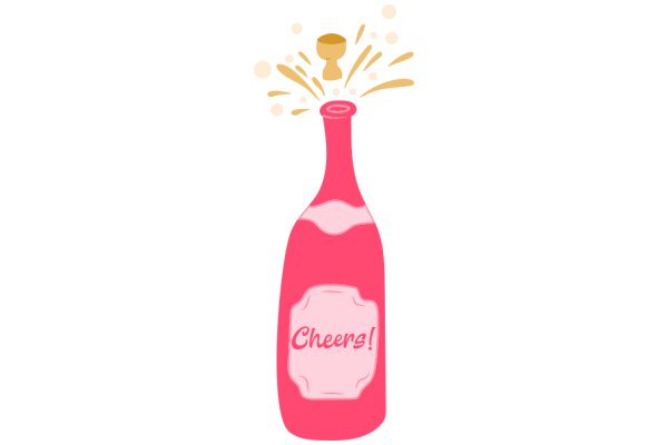 Celebrate with a Pop of Pink: A Festive Scene with a Cheers Bottle and Sparkling Confetti