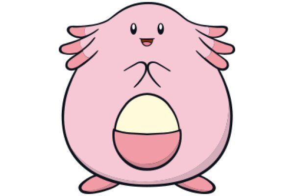 Adorable Pink Cartoon Character with a Yellow Belly