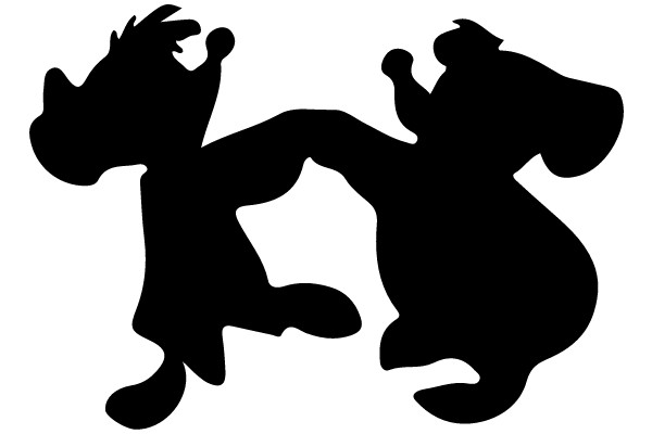 Silhouette of Two Animals in Playful Pose