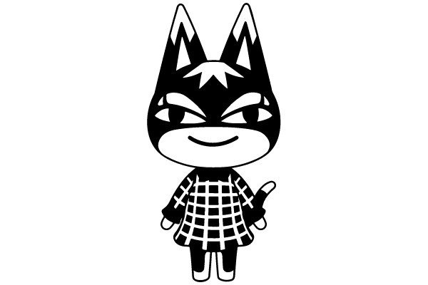 Cat-Themed Character in Plaid Outfit
