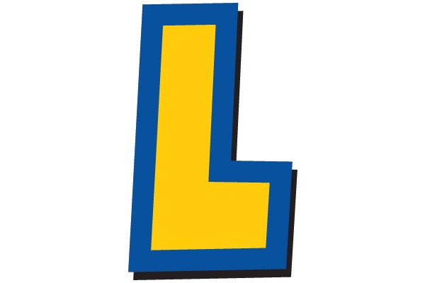 Bold Yellow 'L' with Blue Outline