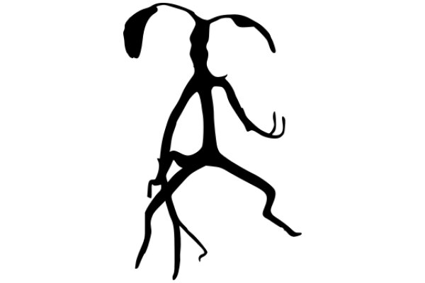 Silhouette of a Humanoid Figure with Extended Arms and Legs