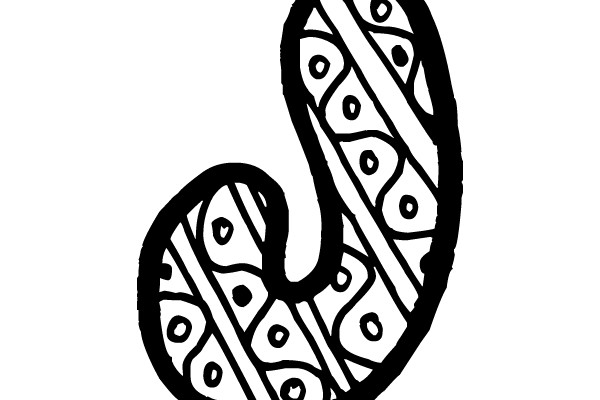 Swirling Patterned 'J' Shape