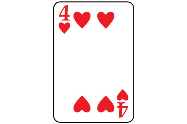 Four of Hearts Playing Card