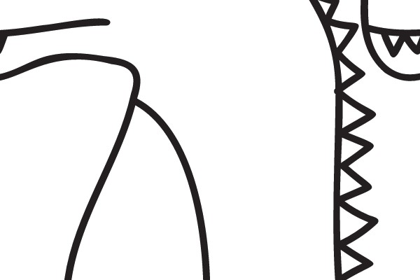 A Whimsical Drawing of a Smiling Dinosaur